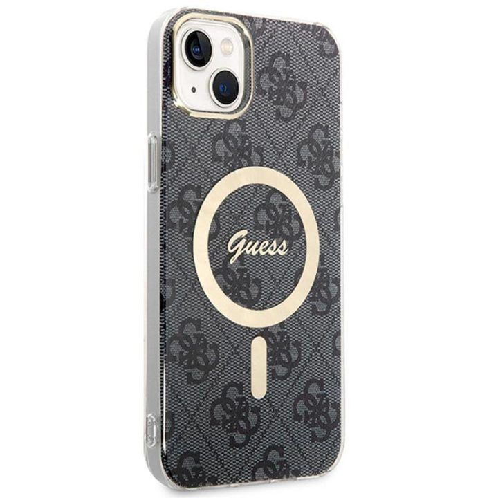 Dėklas ir įkroviklis Guess iPhone 14 Plus, juoda/aukso