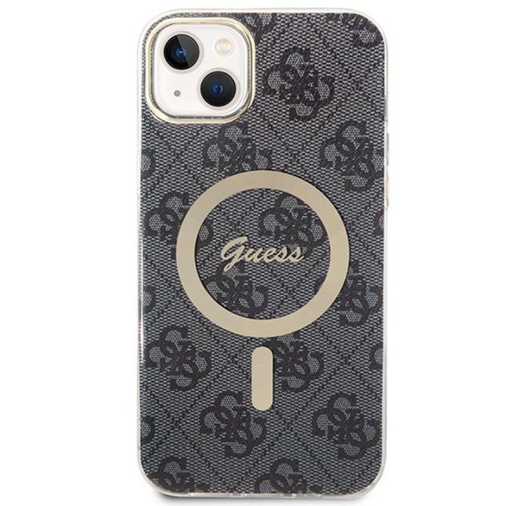Dėklas ir įkroviklis Guess iPhone 14 Plus, juoda/aukso