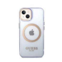 Dėklas iPhone 14 Guess Gold Outline, permatomas
