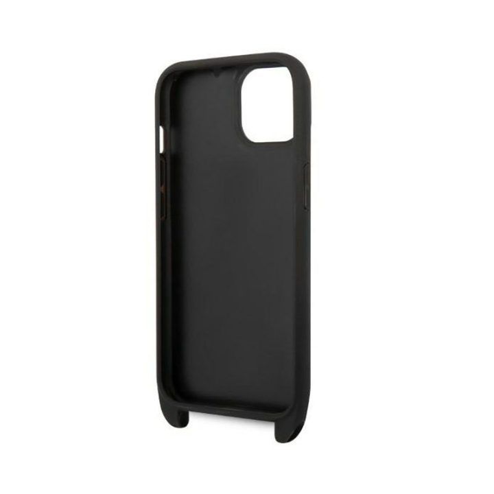 Dėklas iPhone 14 Karl Lagerfeld juodas su dirželiu