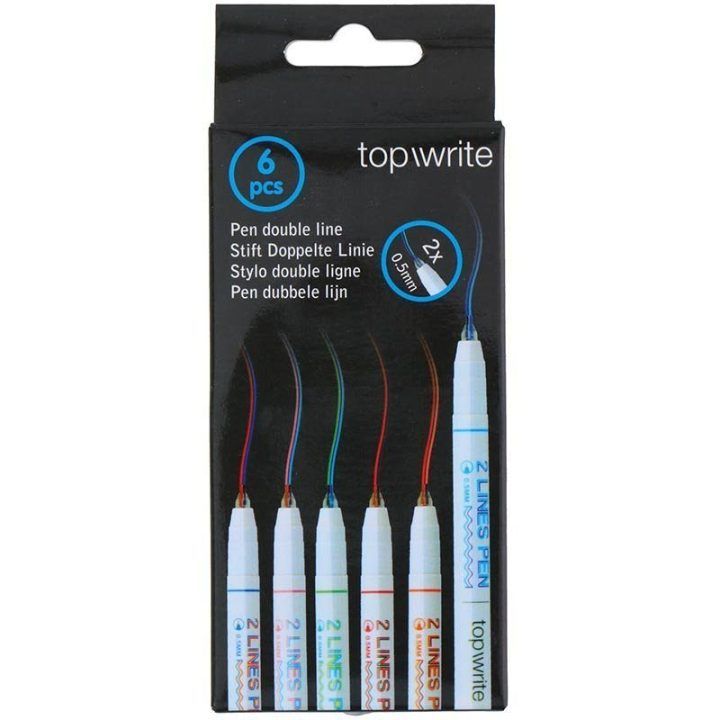 Dviejų linijų tušinukų komplektas Topwrite, 6 vnt