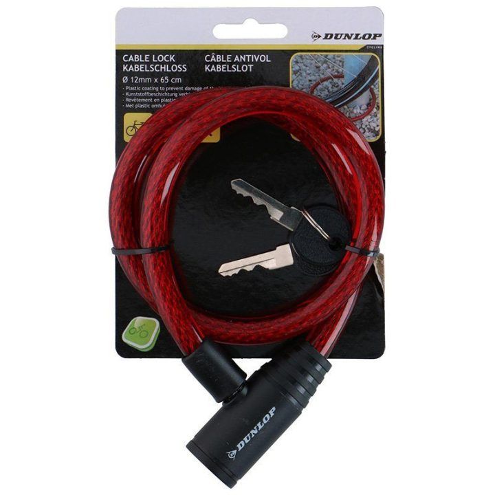 Dunlop spiralinė dviračio spyna, 65 cm, raudona