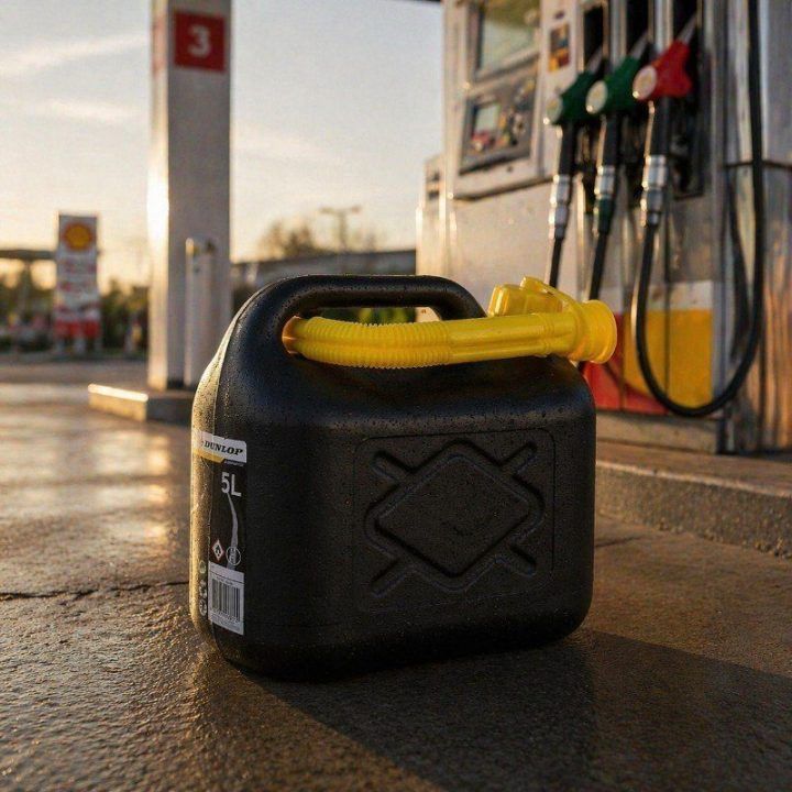Dunlop kuro 5 l talpos degalų kanistras su piltuvu