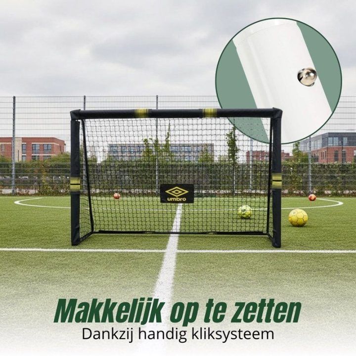 Umbro metaliniai futbolo vartai su tinklu 240 × 160 × 85 cm