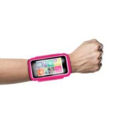 PURO Running Band – universalus sportinis laikiklis išmaniajam telefonui iki 4,3" su kišenėle raktams, rožinis
