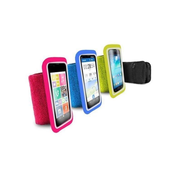 PURO Running Band – universalus sportinis laikiklis išmaniajam telefonui iki 4,3" su kišenėle raktams, rožinis