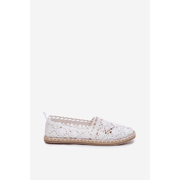 Moteriškos espadrilės su nėriniais, baltos