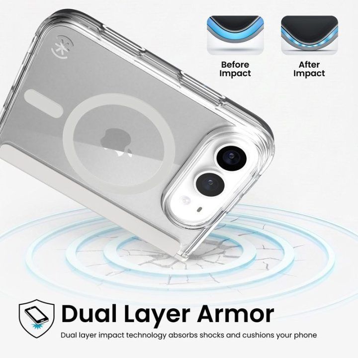 Permatomas „MagSafe“ dėklas „Speck Presidio Perfect Clear“ iPhone Fold