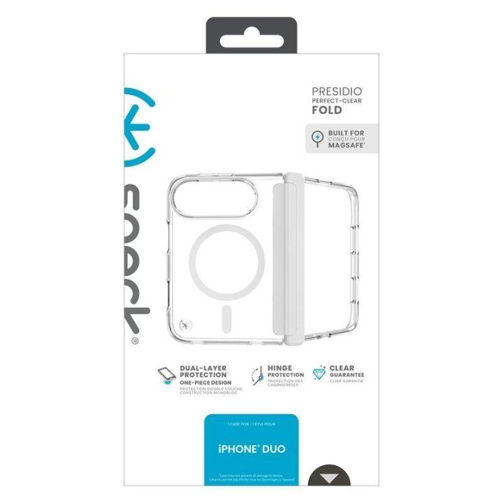 Permatomas „MagSafe“ dėklas „Speck Presidio Perfect Clear“ iPhone Fold