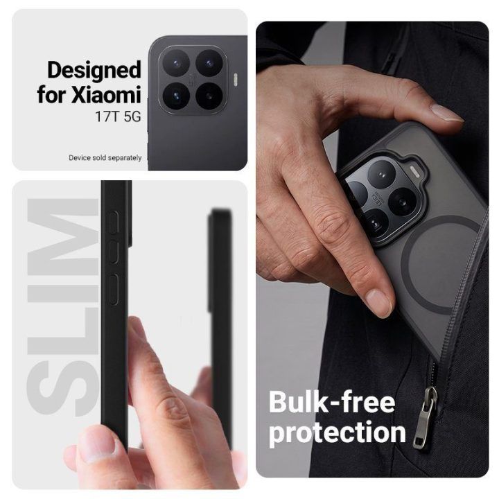 Dėklas Xiaomi 17T Crong Hybrid Matte Magnetic, juodas