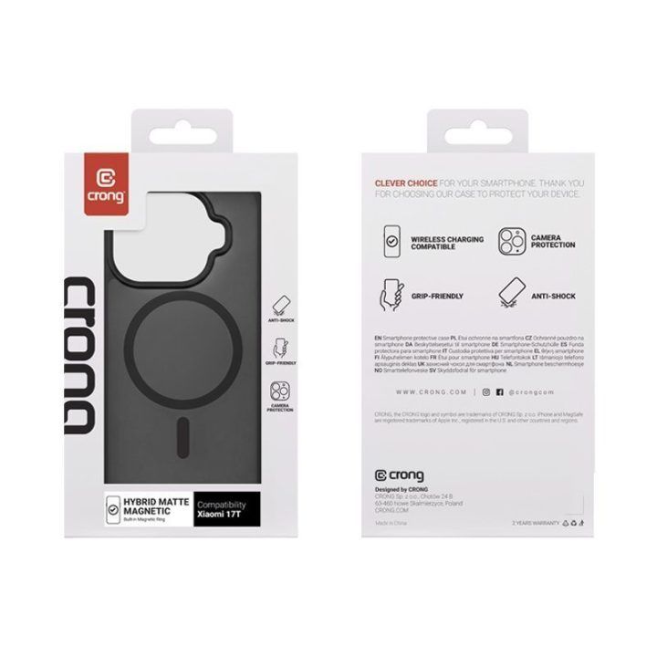 Dėklas Xiaomi 17T Crong Hybrid Matte Magnetic, juodas