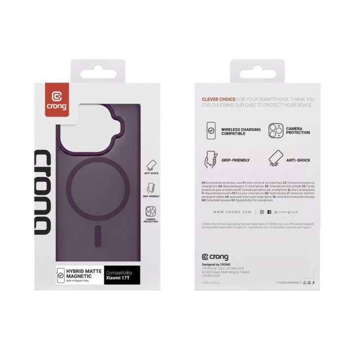 Dėklas Xiaomi 17T MagSafe Crong Hybrid Matte, violetinis