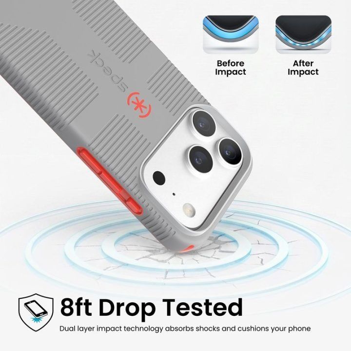 Dėklas iPhone 18 Pro / 17 Pro Speck Candyshell Grip MagSafe, pilkas