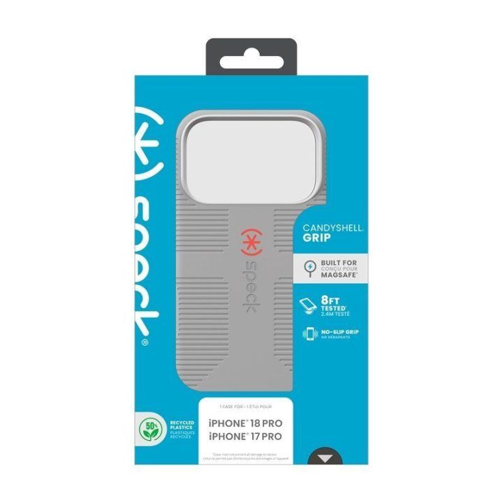 Dėklas iPhone 18 Pro / 17 Pro Speck Candyshell Grip MagSafe, pilkas