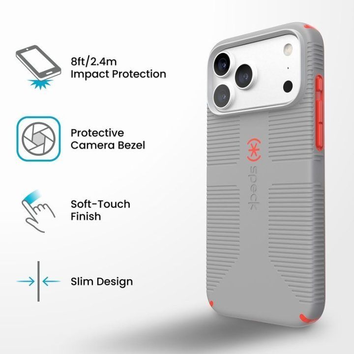 Speck Candyshell Grip MagSafe dėklas iPhone 18 Pro Max / 17 Pro Max, pilkas