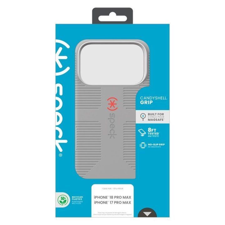 Speck Candyshell Grip MagSafe dėklas iPhone 18 Pro Max / 17 Pro Max, pilkas