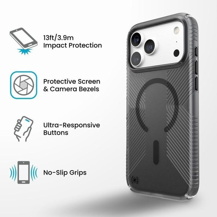 Dėklas Speck Presidio Lux Grip MagSafe iPhone 18 Pro Max / 17 Pro Max, Obsidian