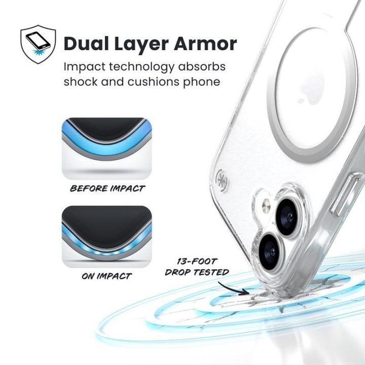 Permatomas dėklas iPhone 17 Speck Presidio Perfect Clear MagSafe