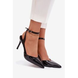Juodi aukštakulniai bateliai su dirželiu Step in style