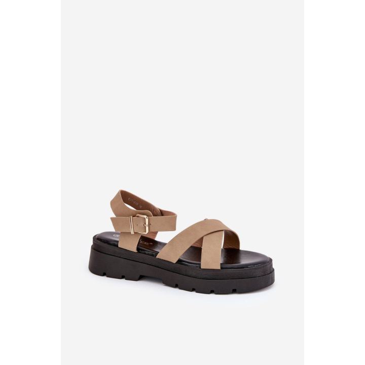 Smėlio spalvos basutės su kulnu Step in style