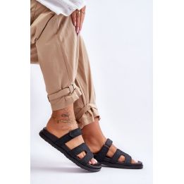 Juodos moteriškos basutės su velcro užsegimu Step in style