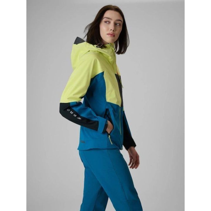 Moteriška softshell striukė 4F PRO, geltona ir mėlyna