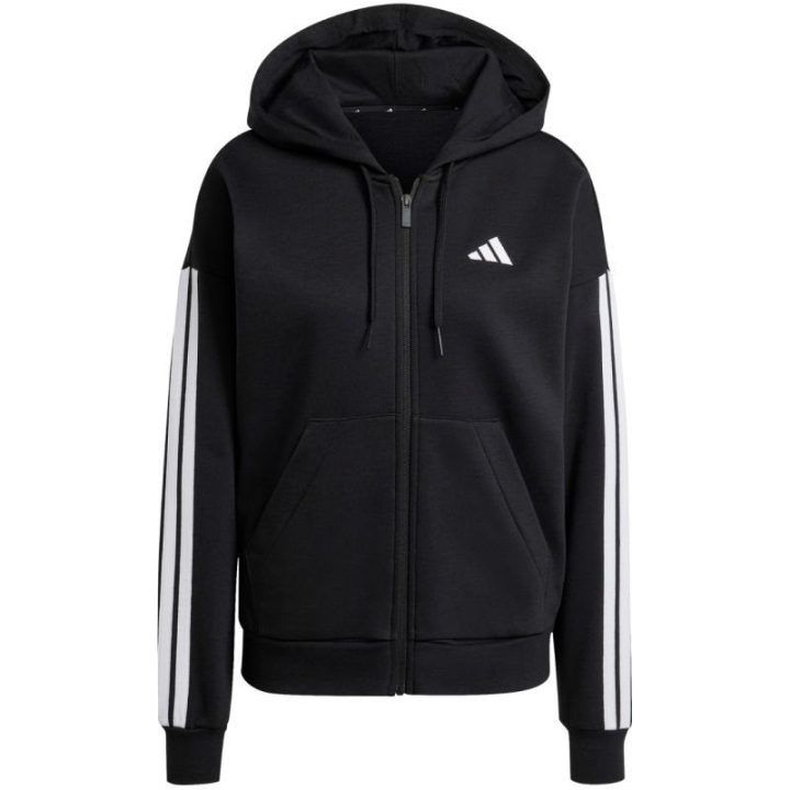 Moteriškas džemperis su gobtuvu ir užtrauktuku adidas Essentials 3 Stripes