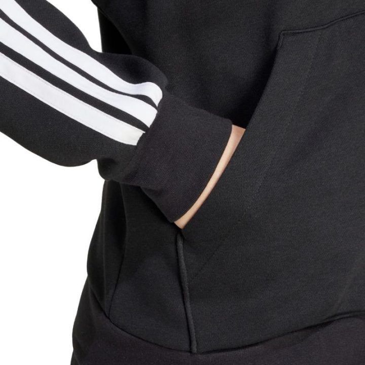 Moteriškas džemperis su gobtuvu ir užtrauktuku adidas Essentials 3 Stripes
