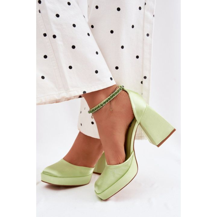 Mėtų spalvos basutės su kulnu Step in style