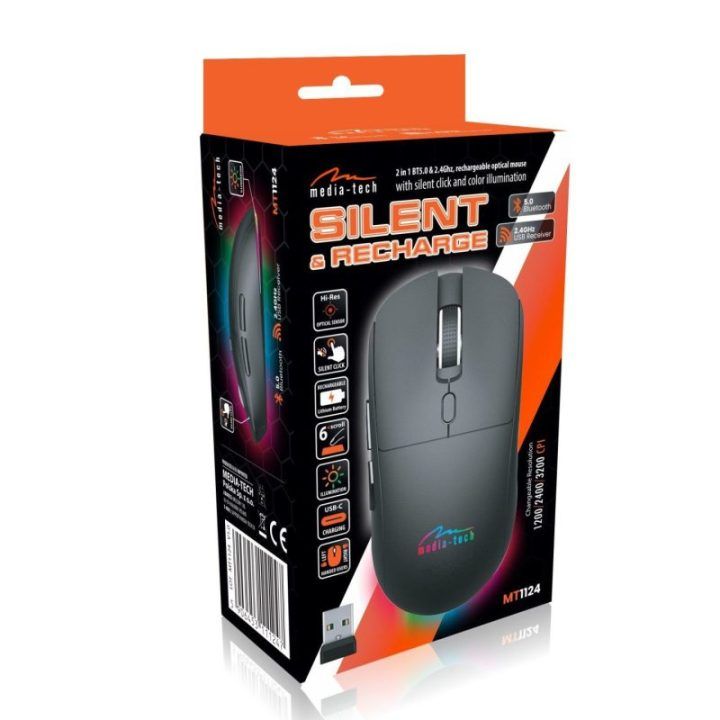 Belaidė pelė Media-Tech MT1124 Silent&Recharge