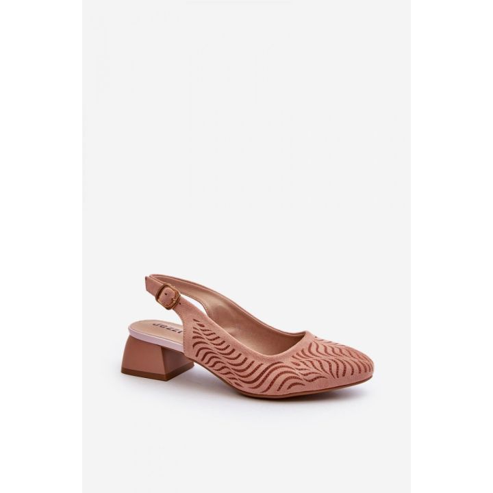 Pudros spalvos aukštakulnės basutės su išpjovomis Step in style