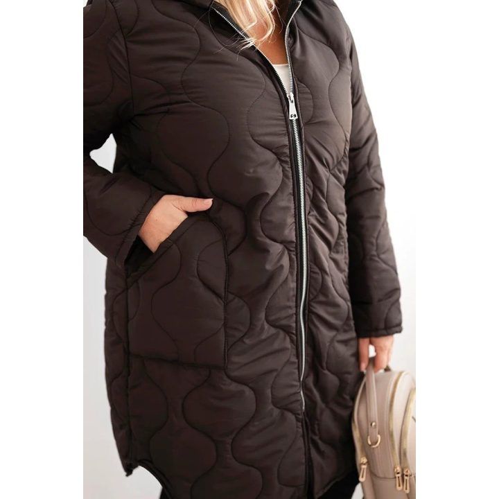 Moteriška žieminė Plus Size striukė su gobtuvu, raudonos spalvos