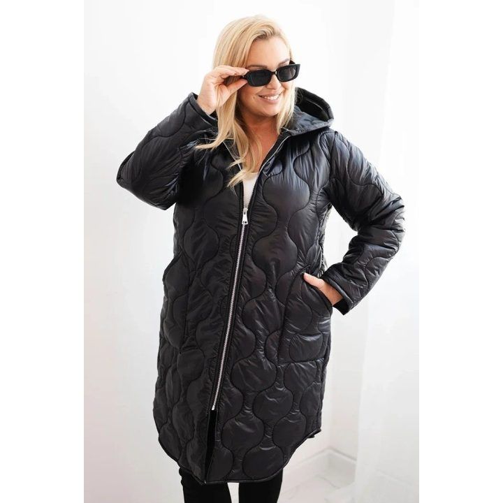 Moteriška žieminė Plus Size striukė su gobtuvu, raudonos spalvos