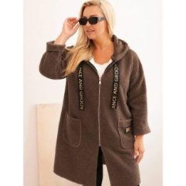 Moteriška Plus Size striukė su gobtuvu ir kišenėmis, slyvų spalvos