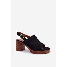 Basutės su kulnu iš zomšos imitacijos Step in style