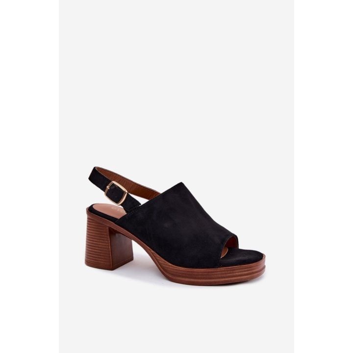 Basutės su kulnu iš zomšos imitacijos Step in style
