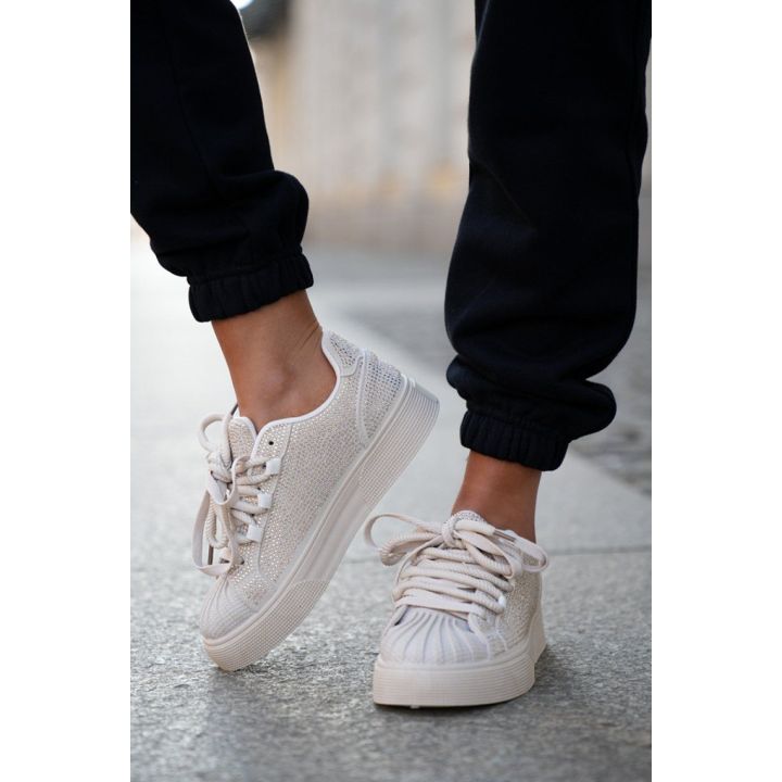 Aukštos platformos sportbačiai su cirkoniais Step in style