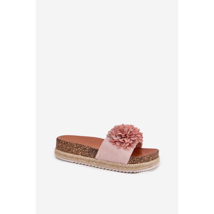 Rožinės platforminės basutės su gėlėmis Step in style