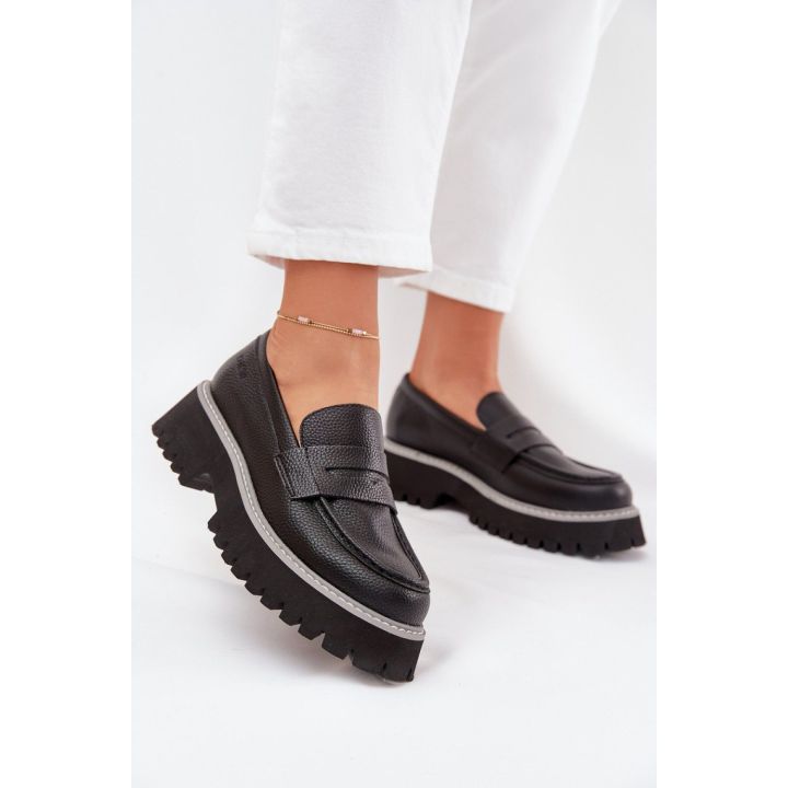 Juodi mokasinai ant platformos Step in style
