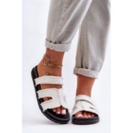 Balti tekstiliniai moteriški sandalai Step in style