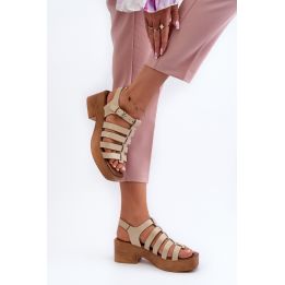 Smėlio spalvos basutės su kulnu Step in style