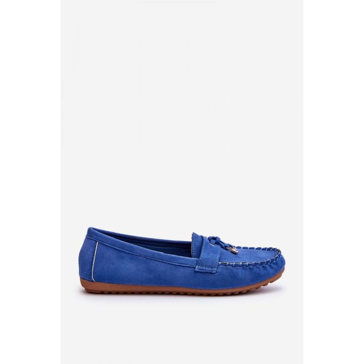 Mėlynos zomšos imitacijos mokasinai Step in style