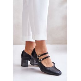 Juodi aukštakulniai bateliai su dirželiais Step in style