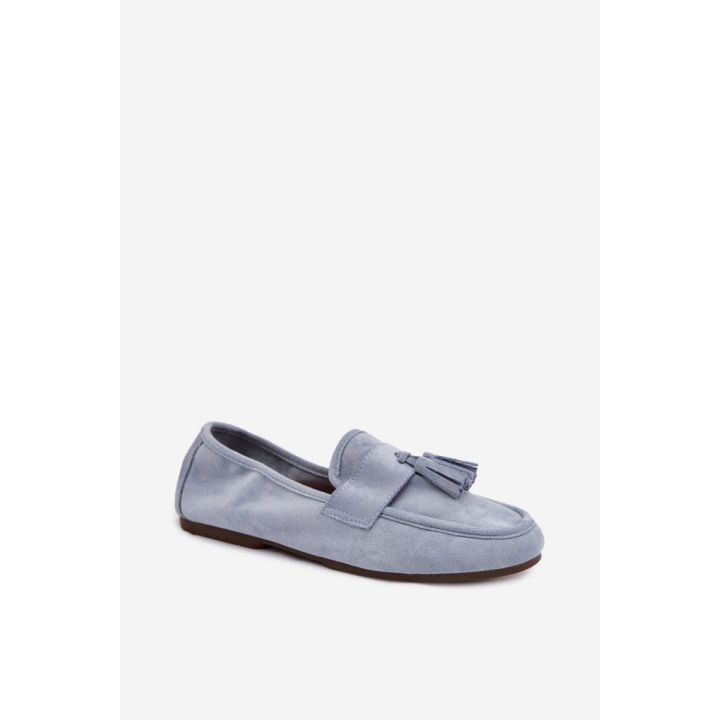 Mėlynos zomšos imitacijos mokasinai Step in style