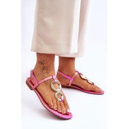 Rausvos basutės su dekoratyvine grandinėle Step in style