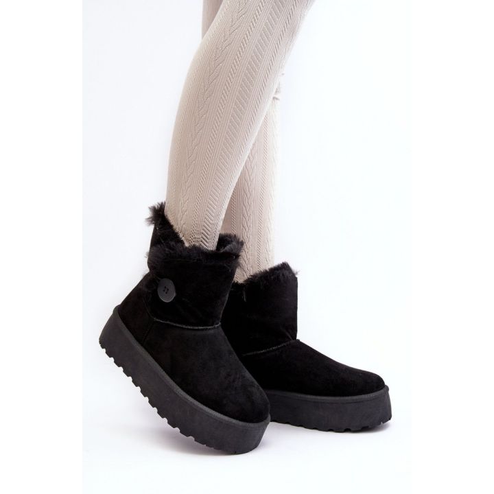 Juodi aulinukai su platforma ir kailio apdaila Step in style
