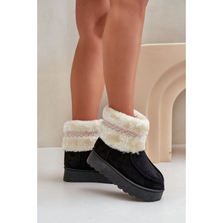 Juodi sniego aulinukai su kailiu Step in style