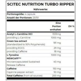 Maisto papildas kapsulėmis Scitec Turbo Ripper 100 kapsulių
