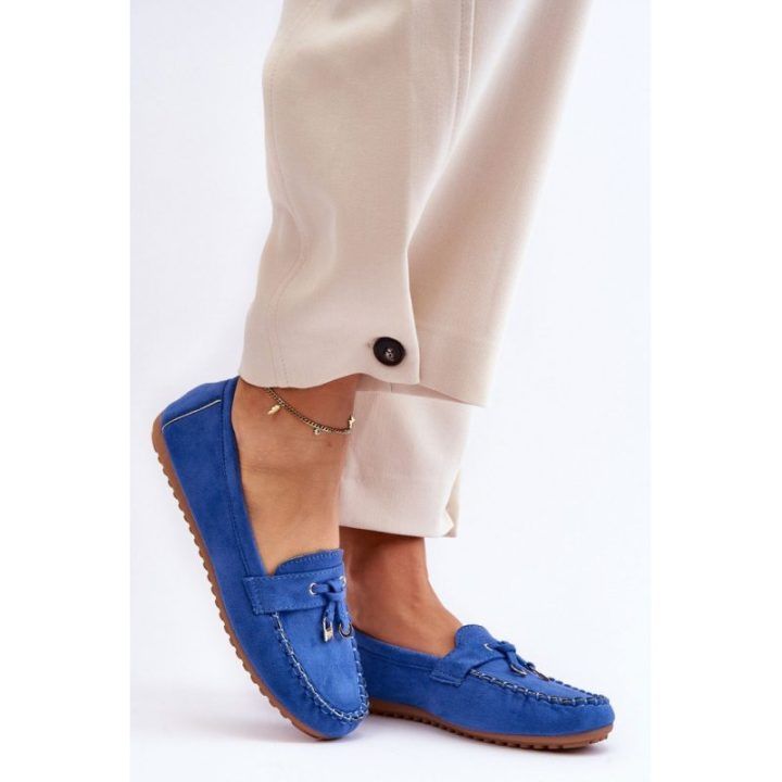 Mėlynos zomšos imitacijos mokasinai Step in style