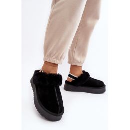 Juodos moteriškos šlepetės su pašiltinimu Step in style